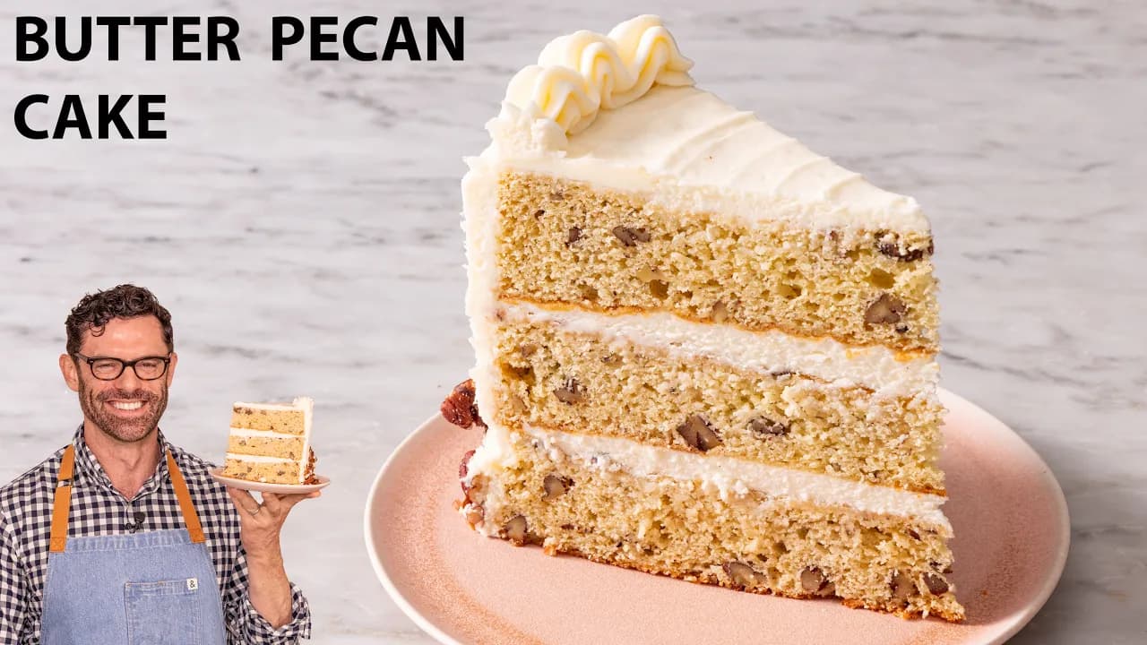 Butter Pecan Cake, from Preppy Kitchen’s video