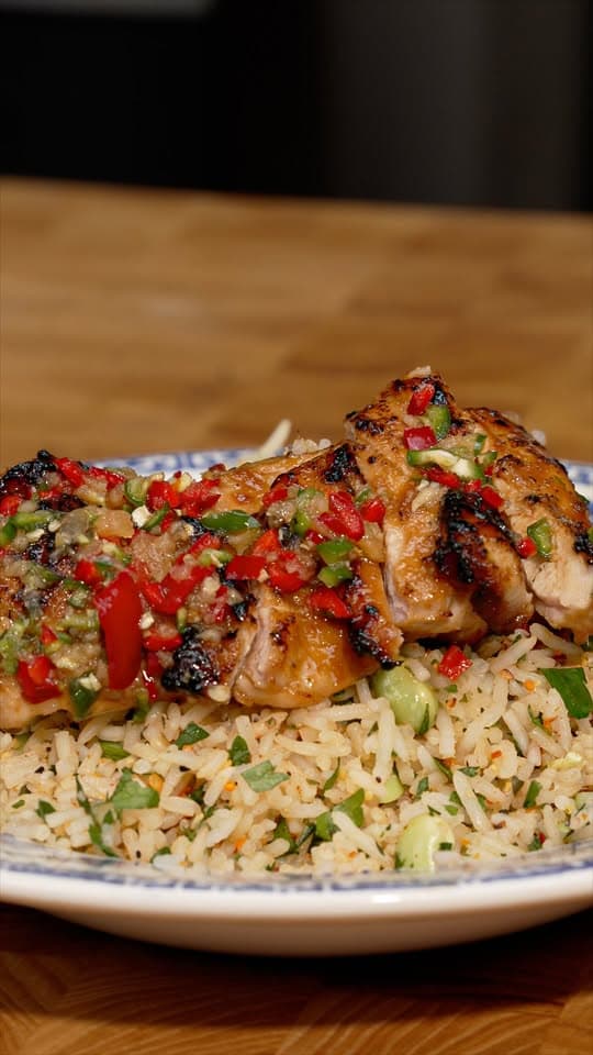 Charred Lemongrass Chicken with Edamame Rice