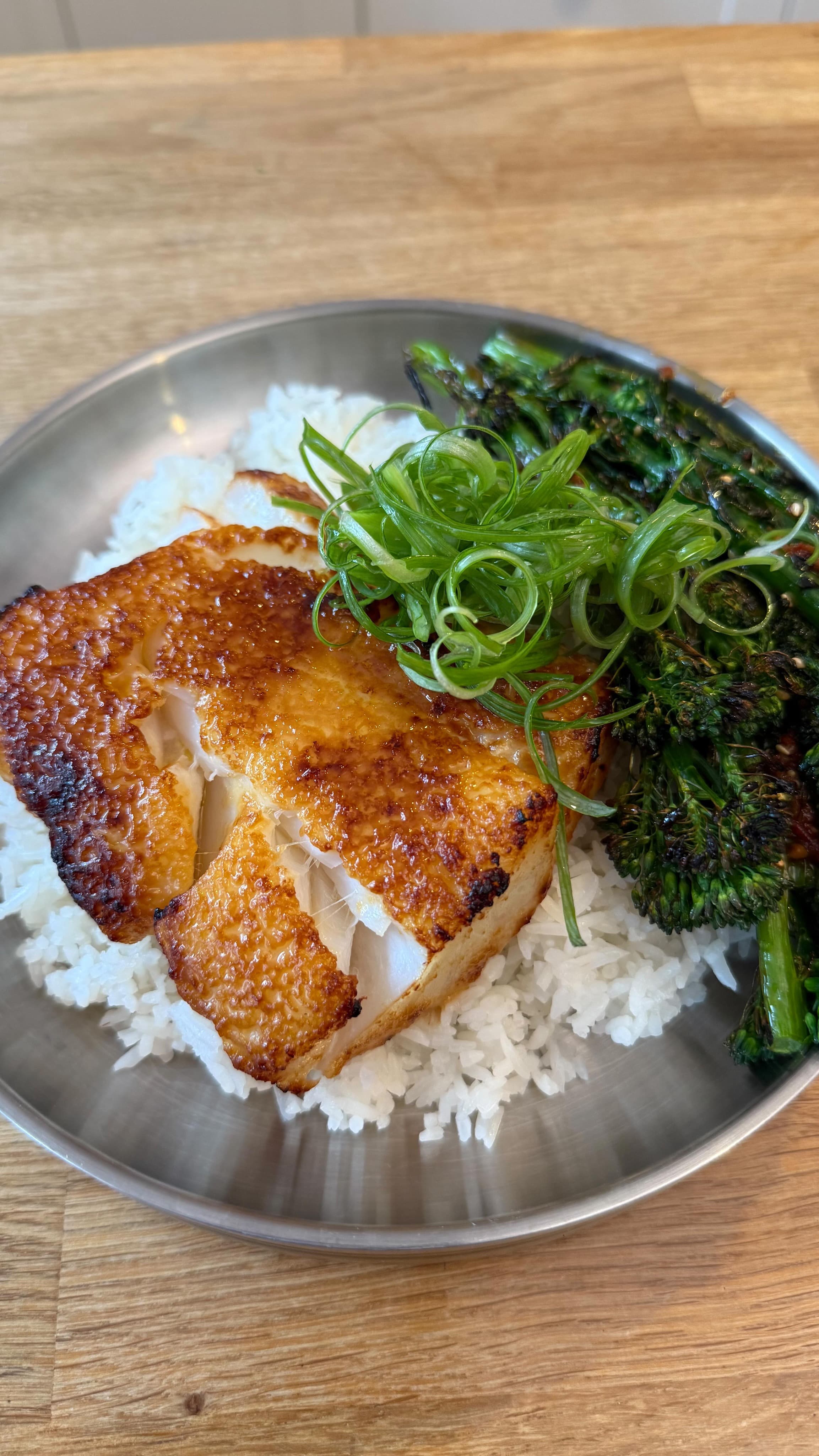 Miso Butter Cod with Sushi Rice and Broccoli