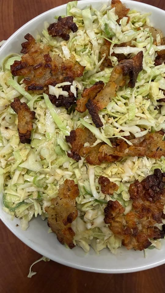 Cabbage and Potato Salad with Croutons