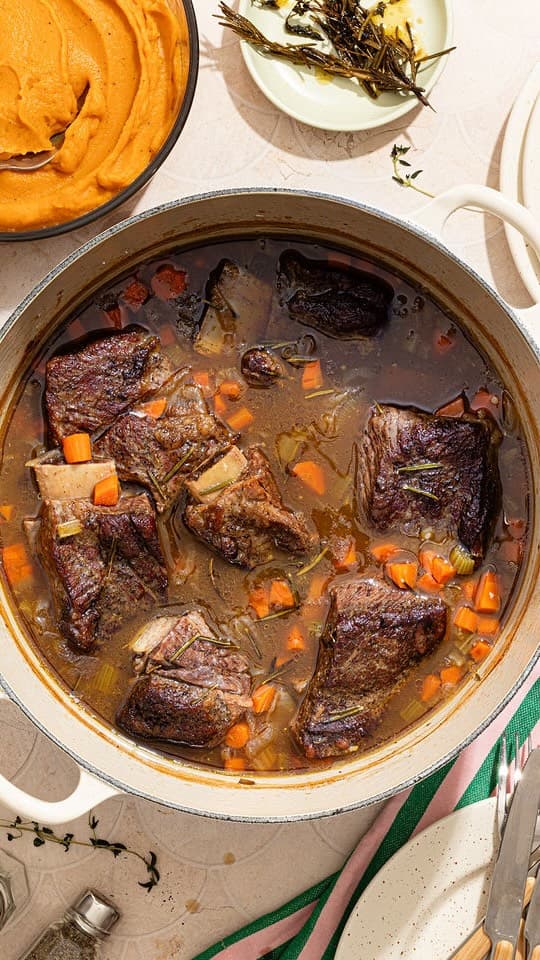 Rosemary Cider Short Ribs with Maple Sweet Potato Puree