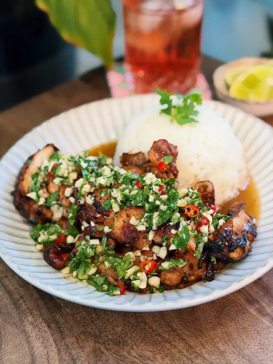 Thai Inspired Chili Lime Chicken Rice Bowl