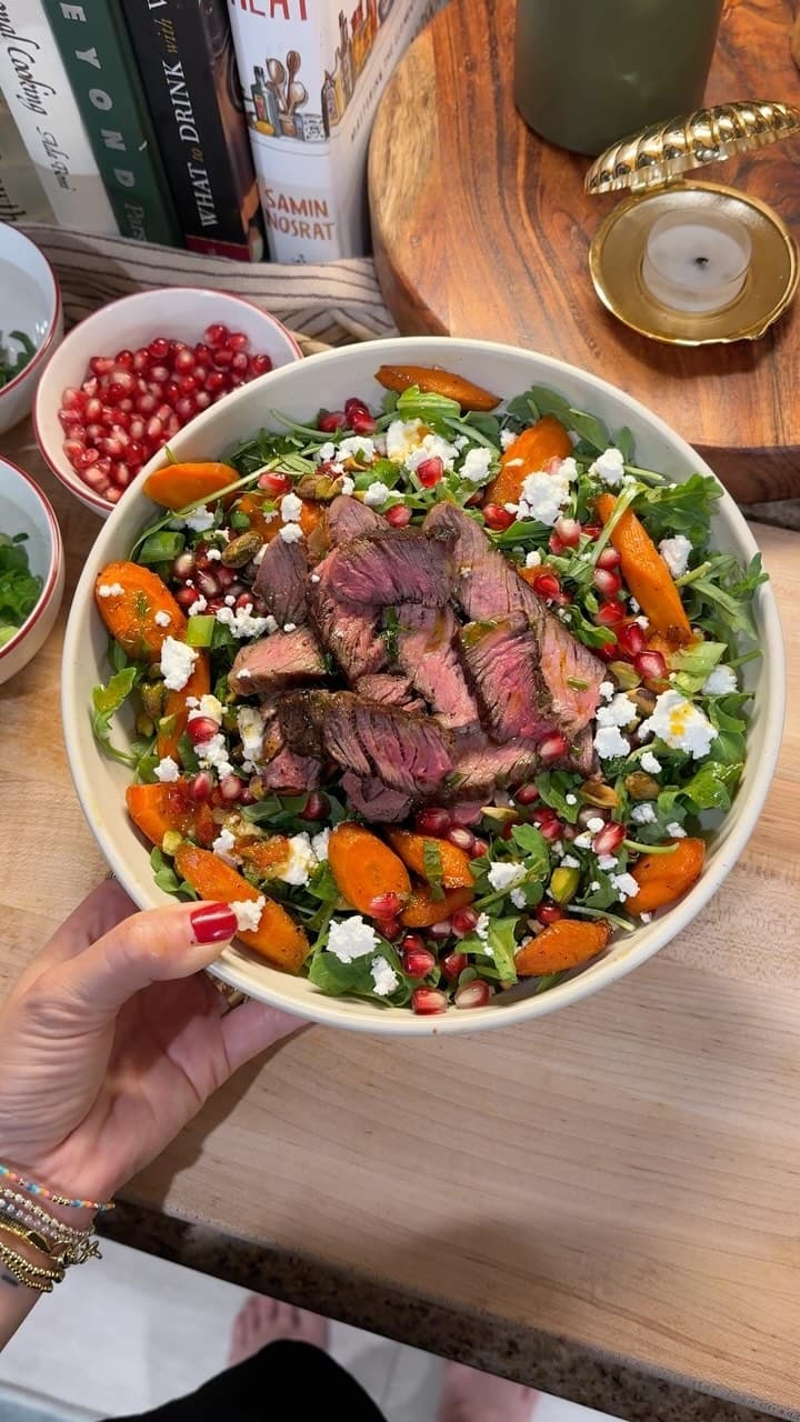 Steak Salad Sunday Part 38: Roasted Carrot Steak Salad with Calabrian Chili Vinaigrette