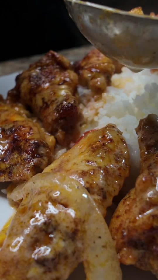 Roasted Chicken with Creamy Mushroom and Onion Sauce