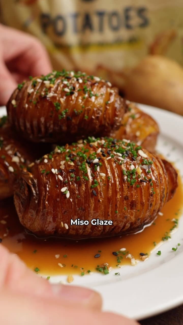 Crispy Hasselback Potatoes with Miso Glaze