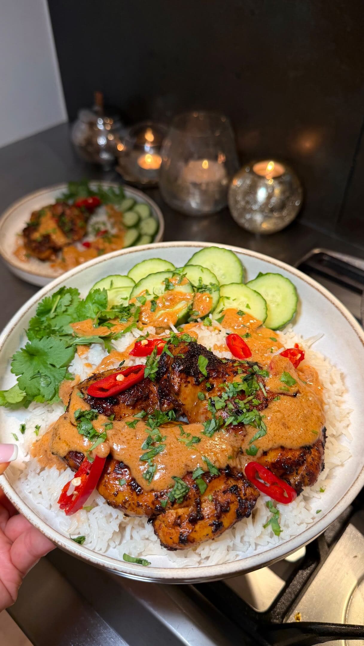 Malaysian-Inspired Sambal Satay Chicken with Coconut Rice