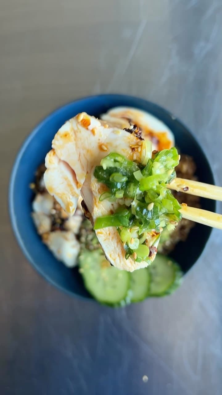 Poached Chicken with Garlic Rice and Spring Onion