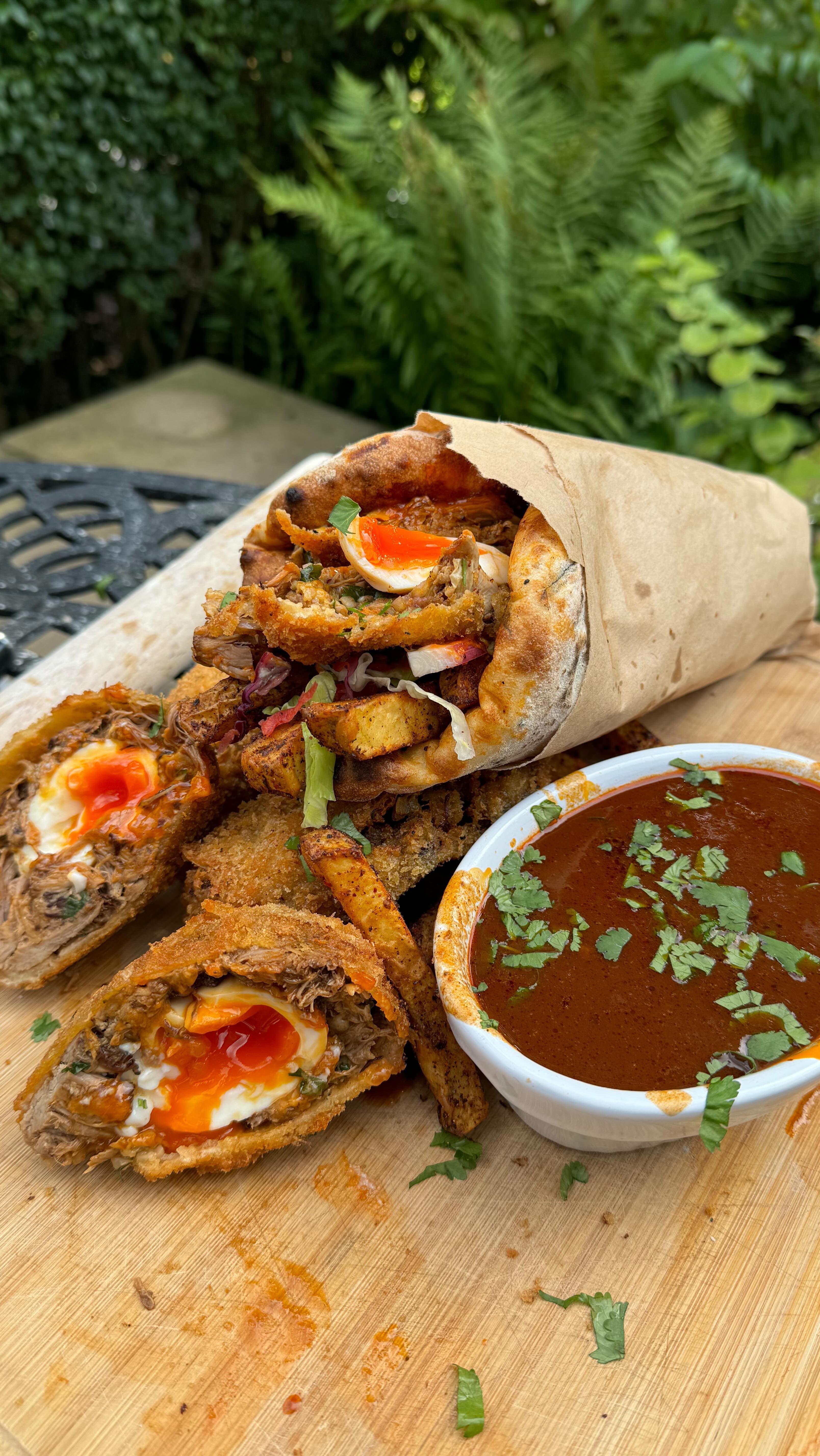Birria Scotch Egg Gyros