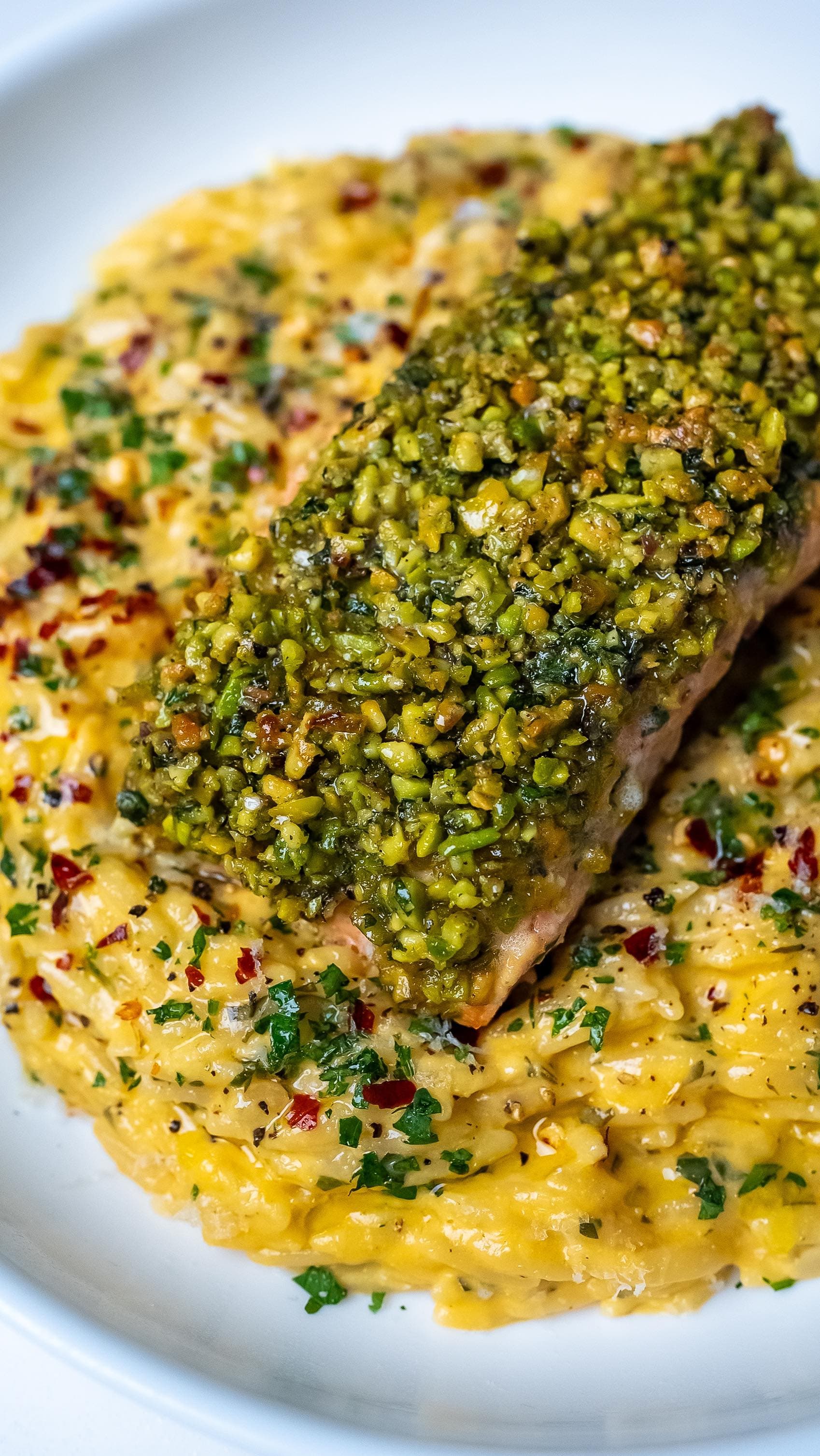 Creamy Lemon Orzo with Pistachio‑Crusted Salmon