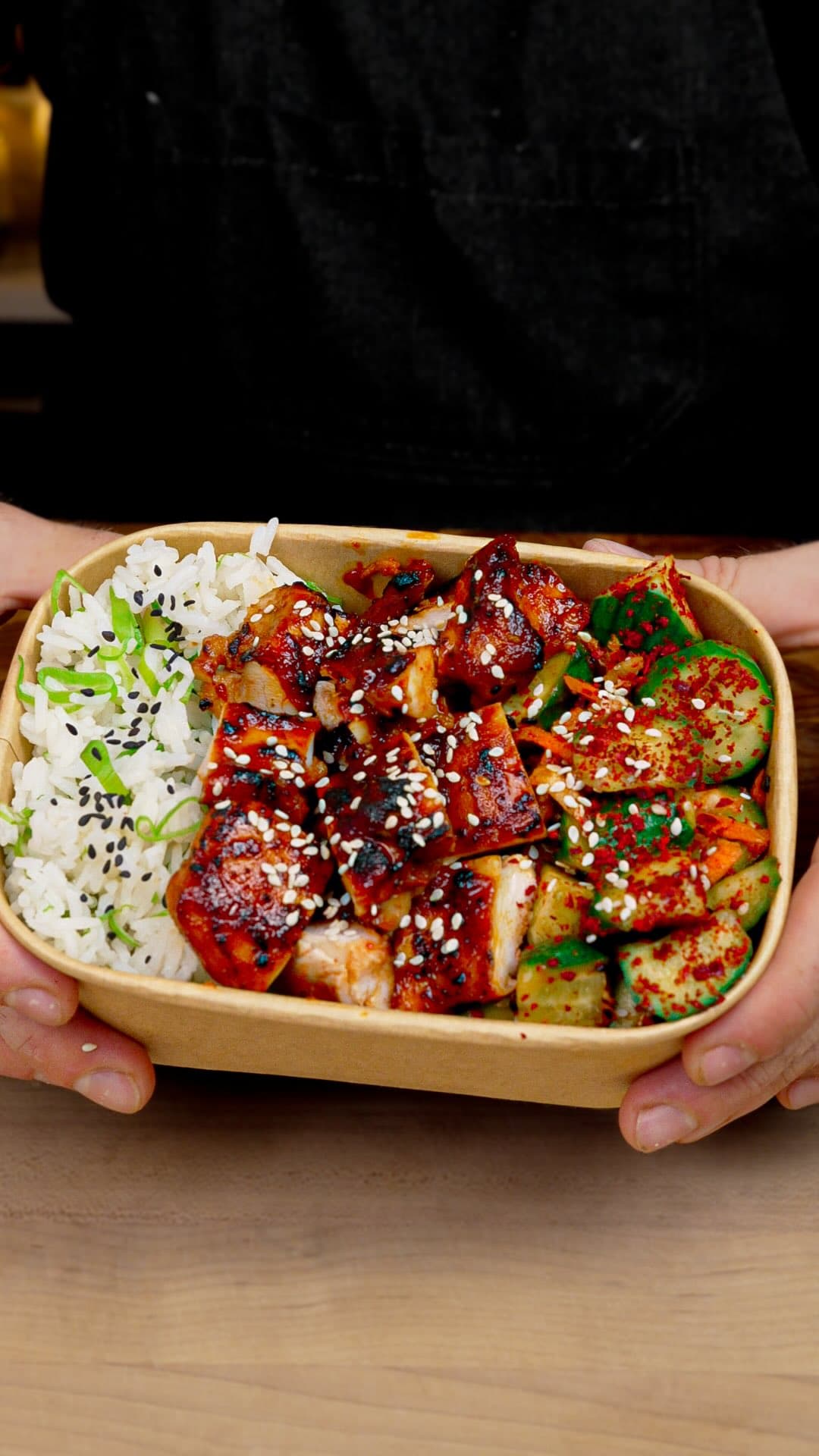KBBQ Garlic Chicken Bowls with Cucumber Salad