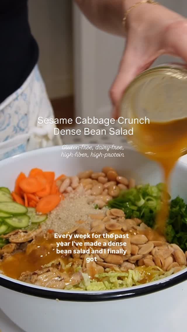 Sesame Cabbage Crunch Dense Bean Salad