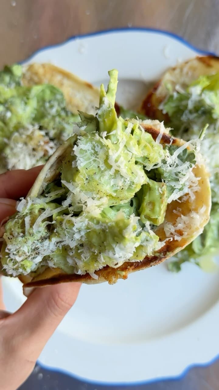 Herby Chicken Caesar Smashed Tacos