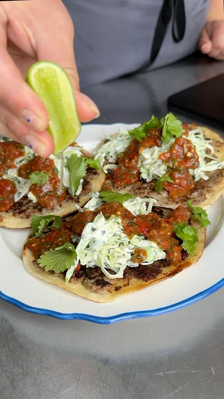 Smashed Turkey Tacos with Salsa Rossa
