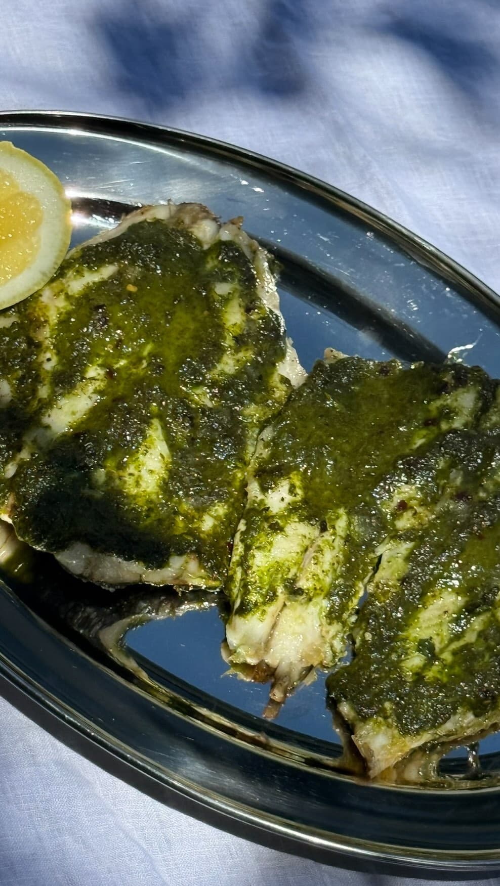 Butterfly Branzino with Salsa Verde