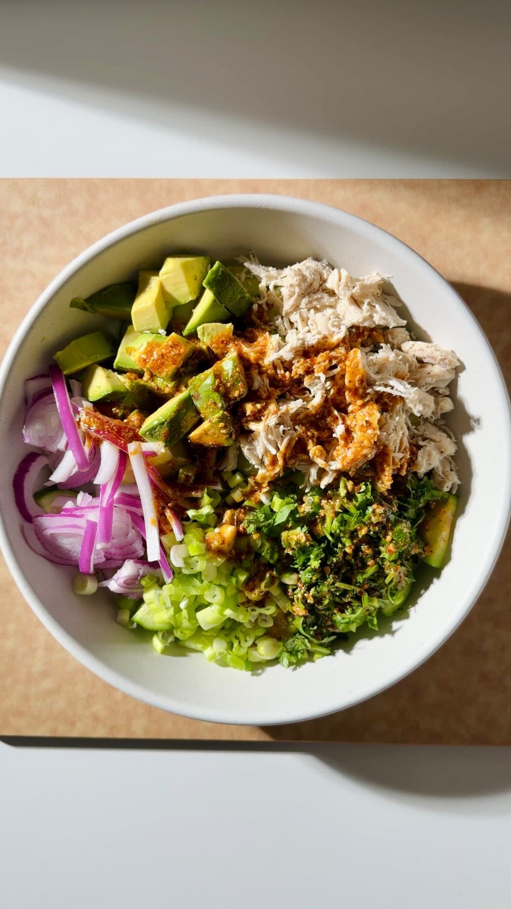 Chicken Cucumber Salad with Tahini Chili Oil Dressing