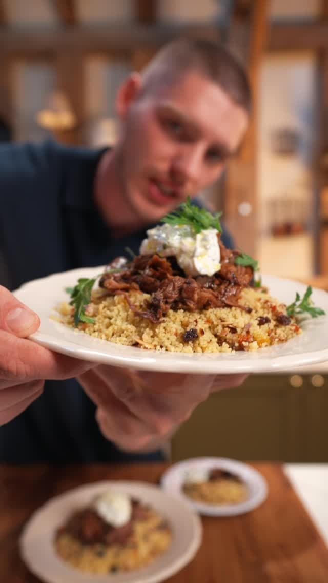 Moroccan-Style Pulled Lamb Shoulder with Jewelled Couscous & Mint Yogurt