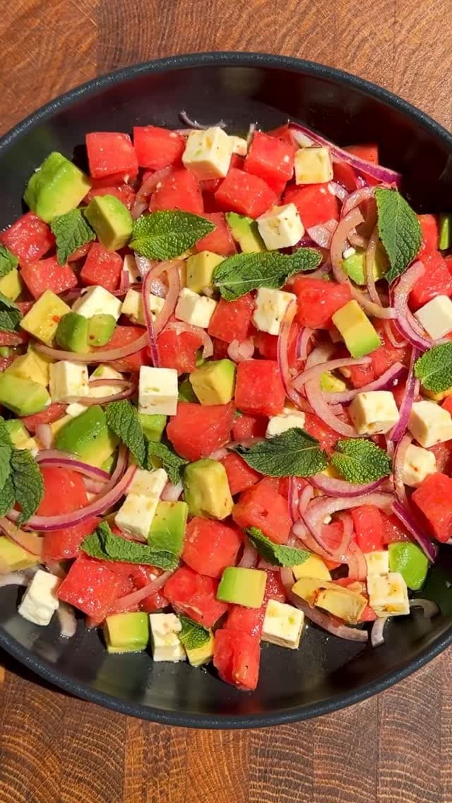 Watermelon Salad with Feta and Avocado