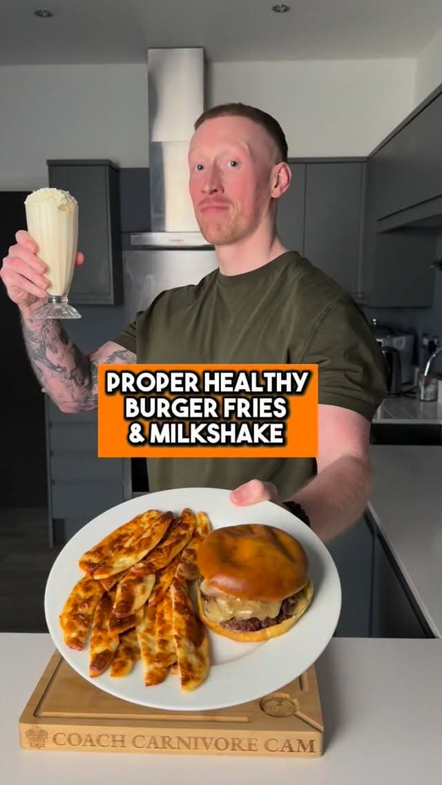 Healthy Burger, Fries, and Milkshake Combo