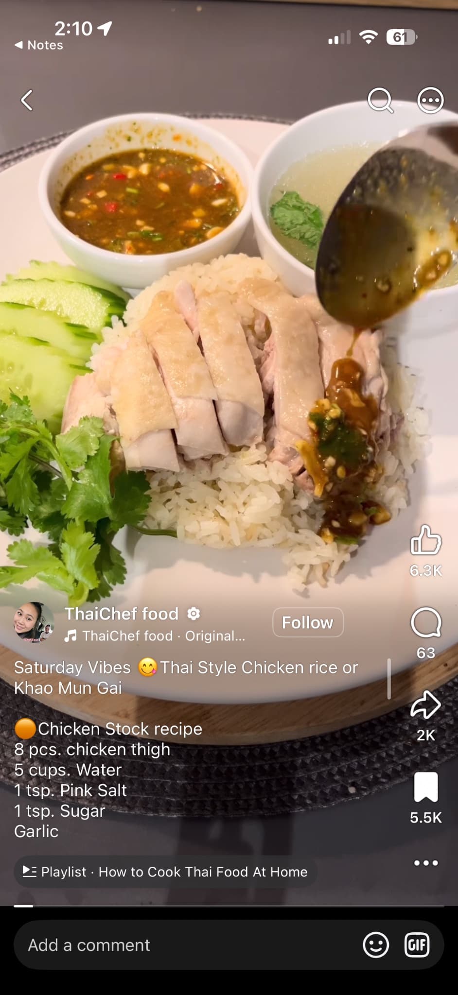 Thai Style Chicken Rice (Khao Mun Gai)