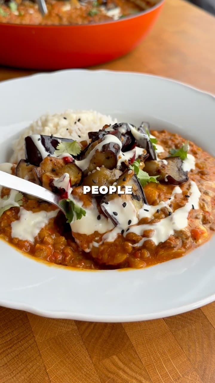 Iron‑Rich Spiced Aubergine & Lentil Curry with Coconut & Apricot