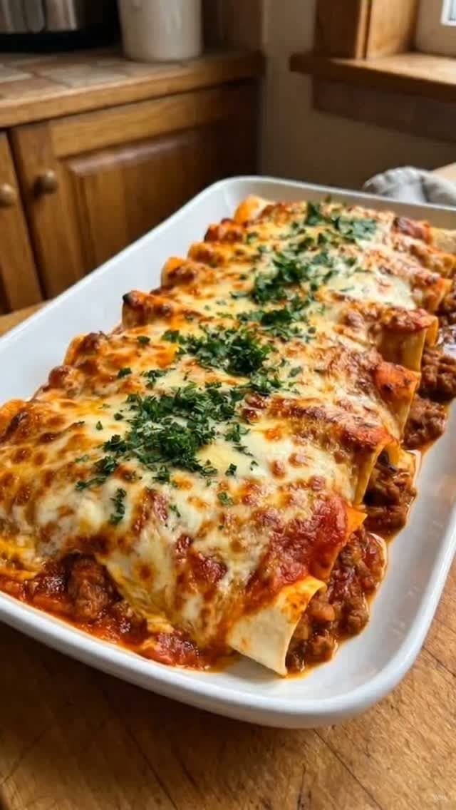 Cheesy Beef Enchiladas Bake