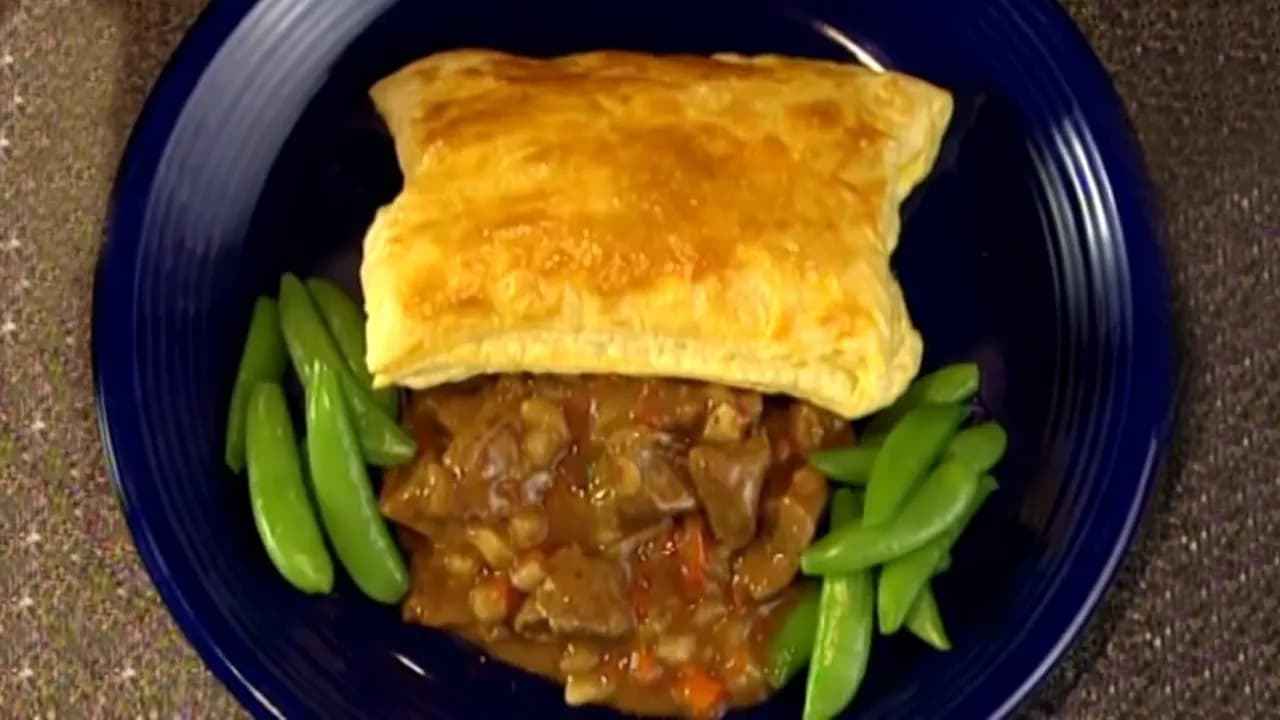 Hungarian Veal Goulash with Puff Pastry Lids