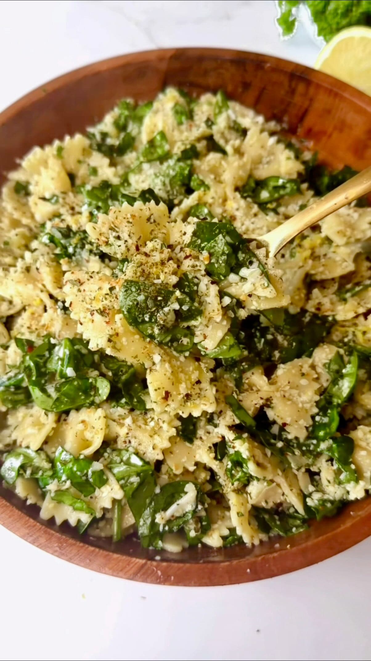 Lemon-Garlic Farfelle Pasta Salad