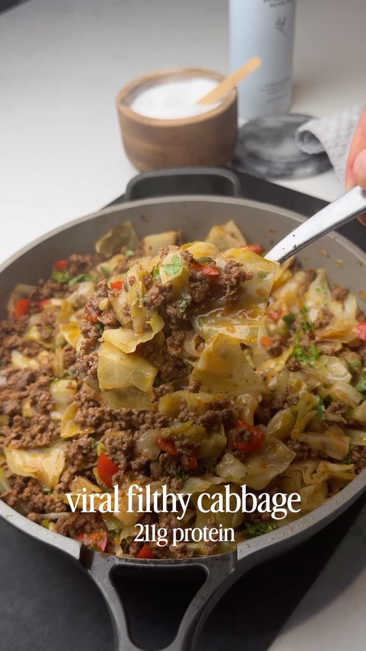 Dirty Cabbage with Ground Beef by Arash Hashemi, a frame from the Instagram video