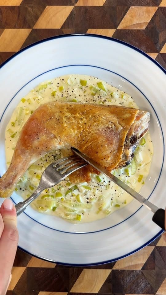Roast Chicken with Creamy Leek Pan Sauce