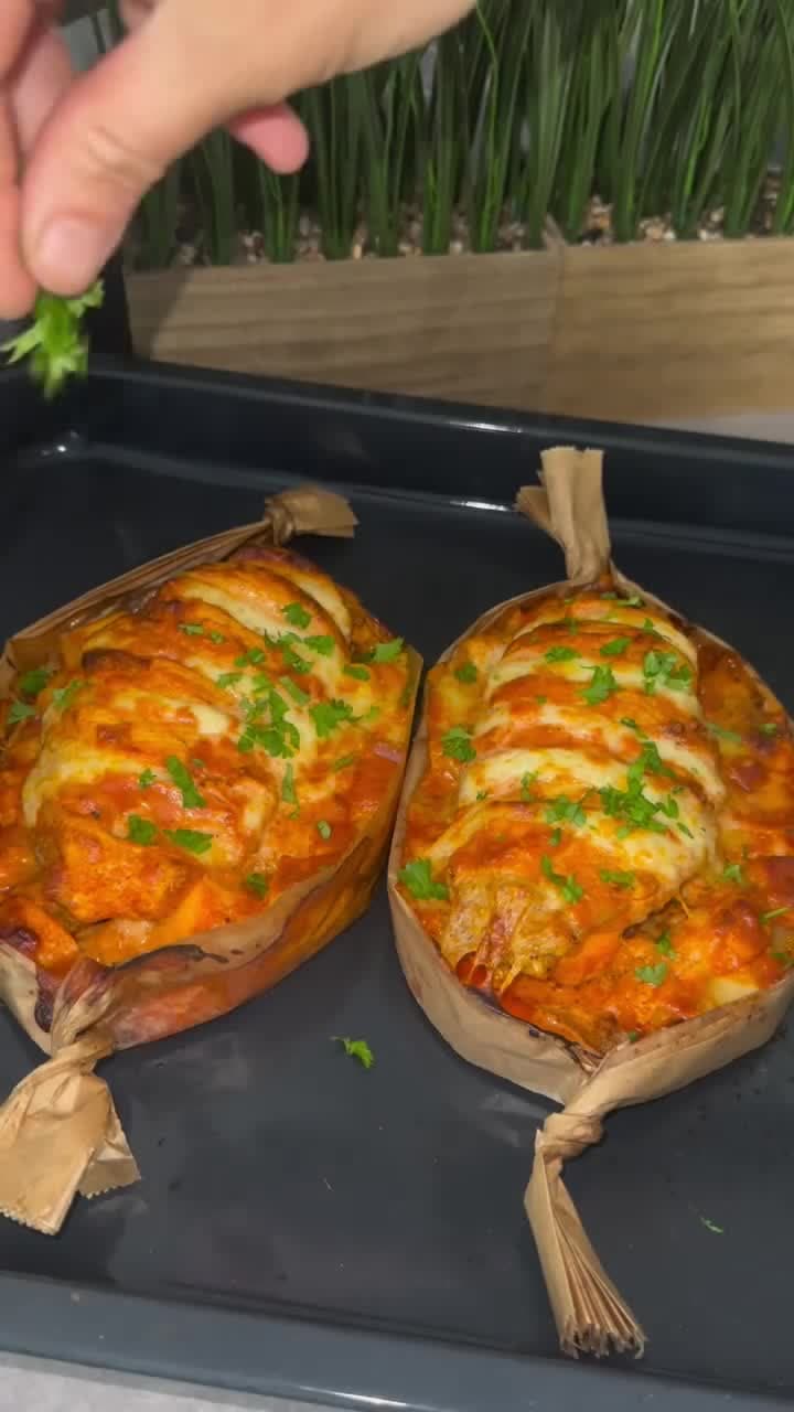 Chicken Breast Boats with Veggies and Light Cheese Sauce