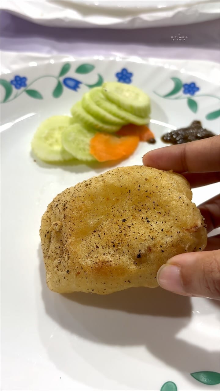 Fried Puri with Aloo Tikki and Fresh Veggie Garnish