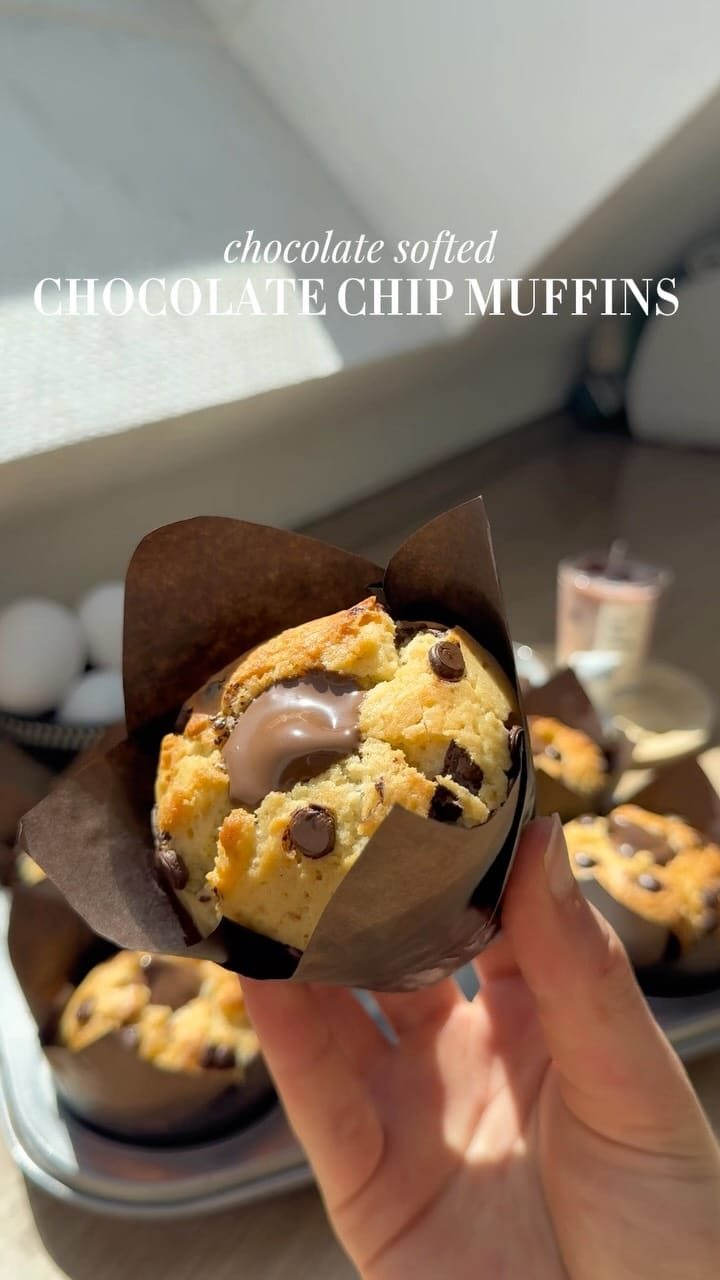 Chocolate Chip Muffins with Chocolate Cream Filling