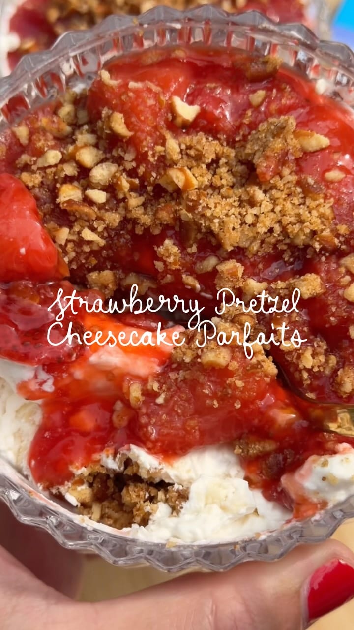 Strawberry Cheesecake Pretzel Parfaits