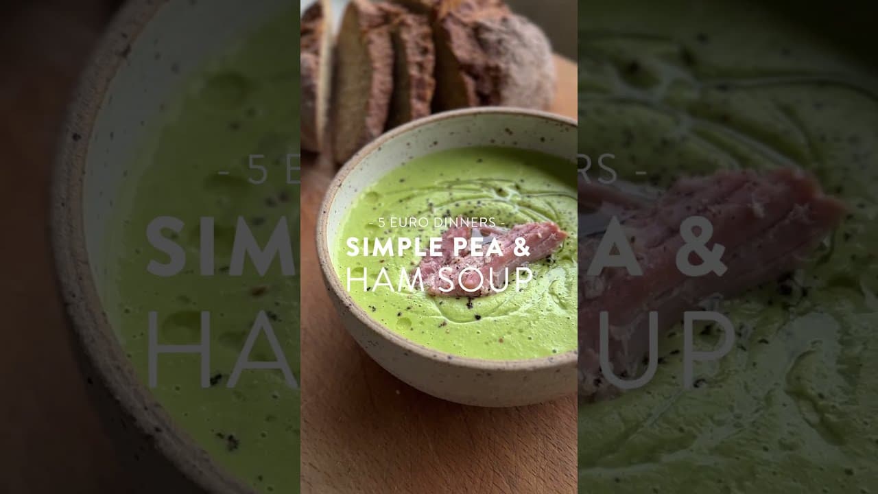 Easy Pea and Ham Soup by Donal Skehan, a frame from the YouTube video