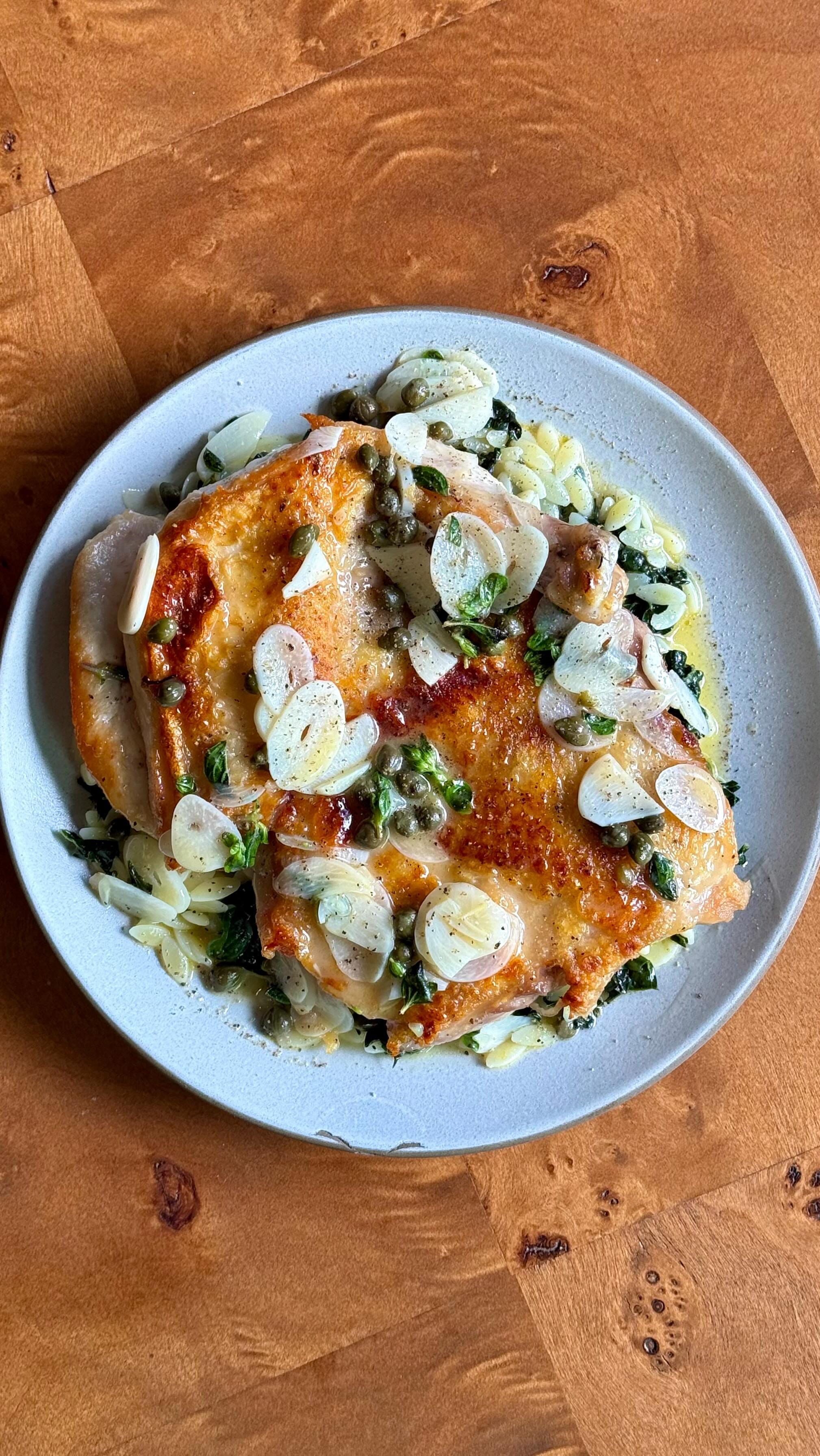 Chicken Piccata with Kale and Orzo – 50-Minute Recipe