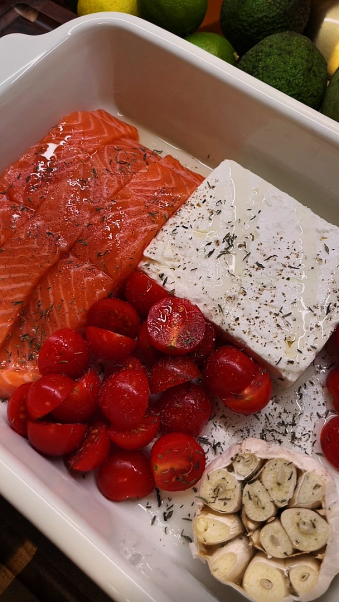 Creamy Baked Salmon & Feta Pasta