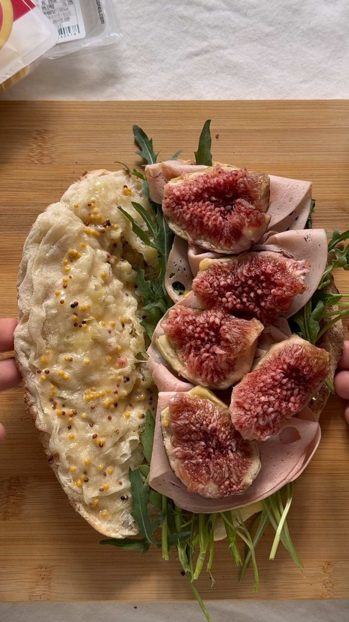 Cheese, Mortadella, Arugula, and Fig Sandwich Recipe