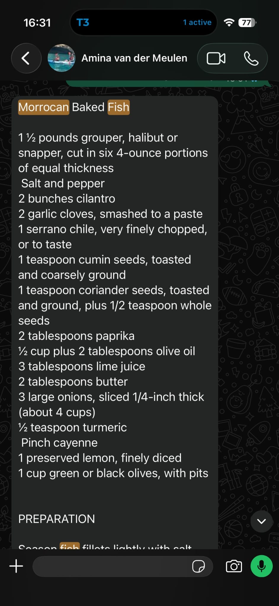 Moroccan Baked Fish with Cilantro Sauce Recipe
