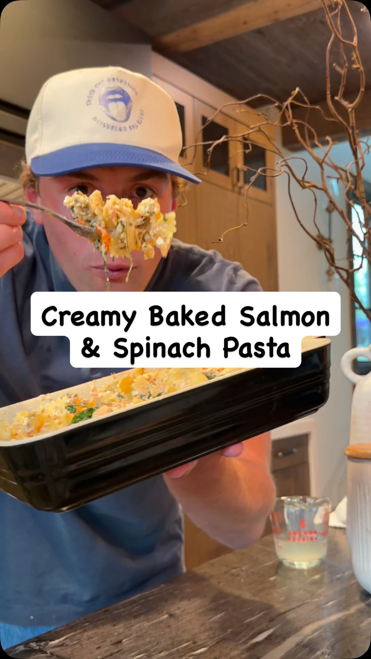 Creamy Baked Salmon & Spinach Pasta