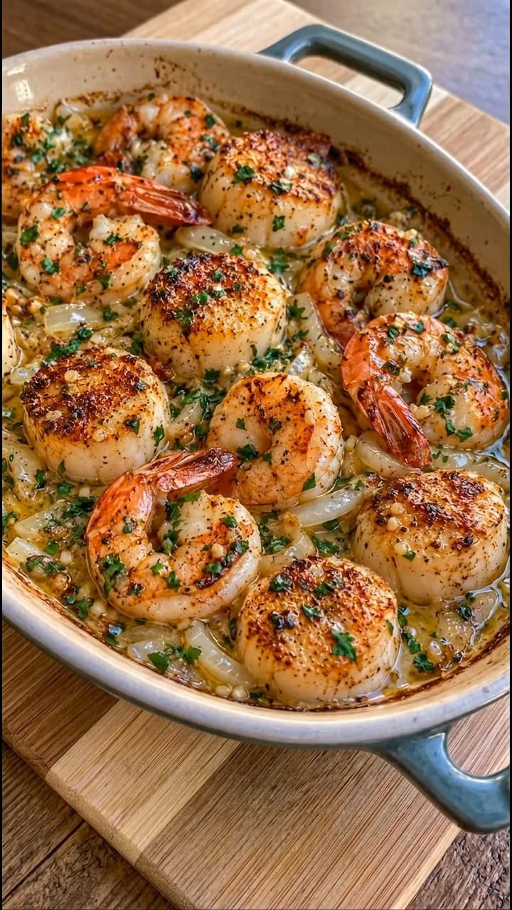 Creamy Garlic Butter Scallops and Shrimp