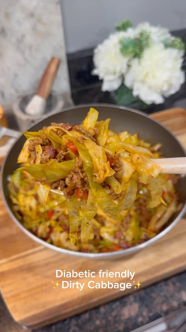Diabetic‑Friendly Dirty Cabbage by Benji Xavier, a frame from the Instagram video