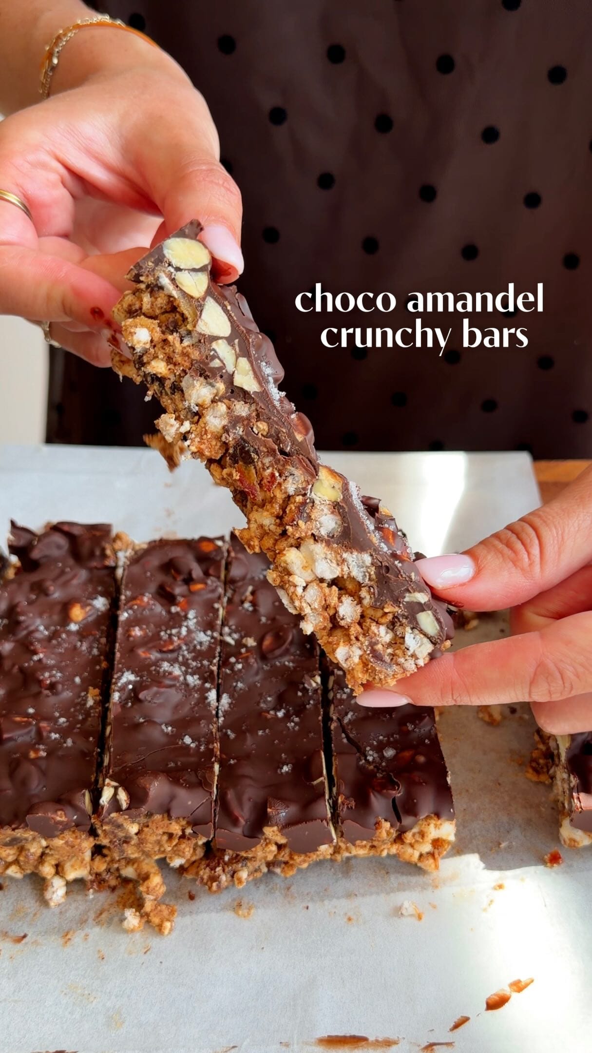 Crunchy Almond Bars with Dark Chocolate and Sea Salt