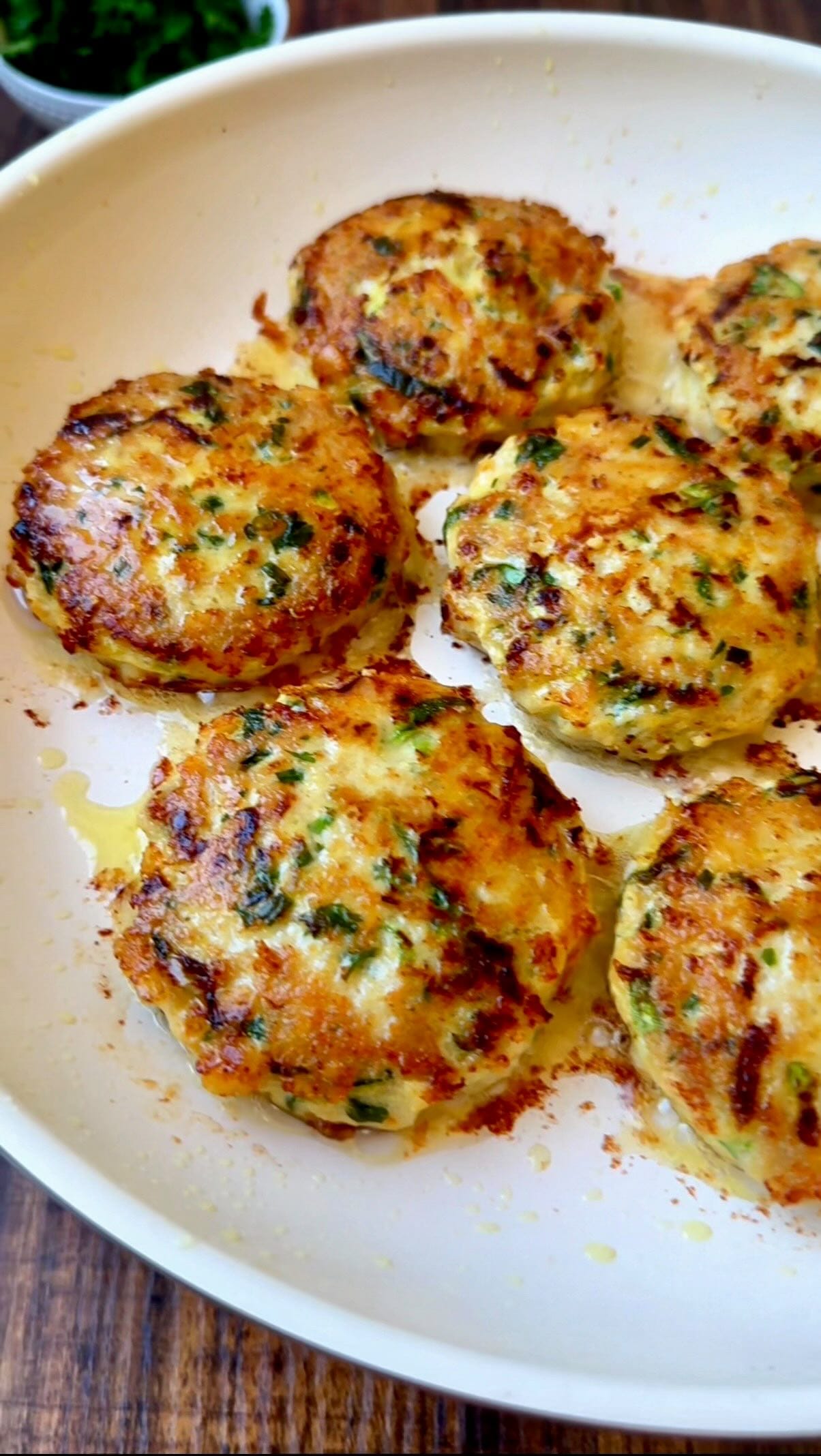 Cheesy Zucchini Chicken Fritters with Creamy Cauliflower Mash