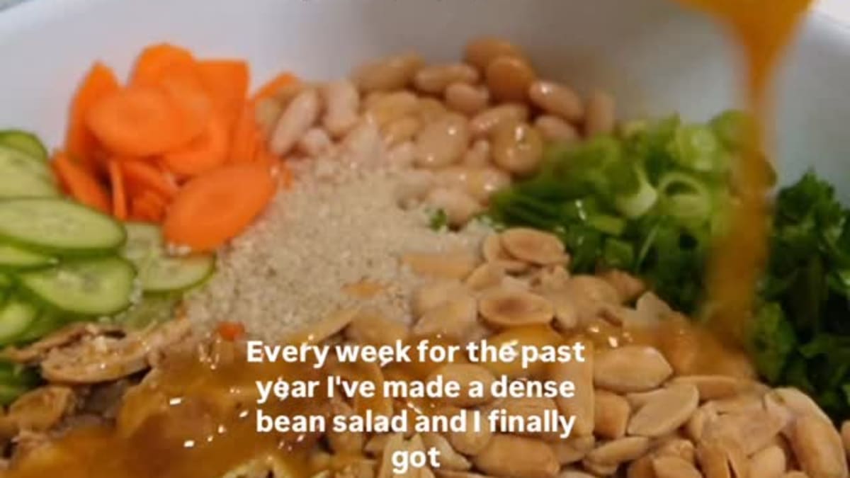 Sesame Cabbage Crunch Dense Bean Salad