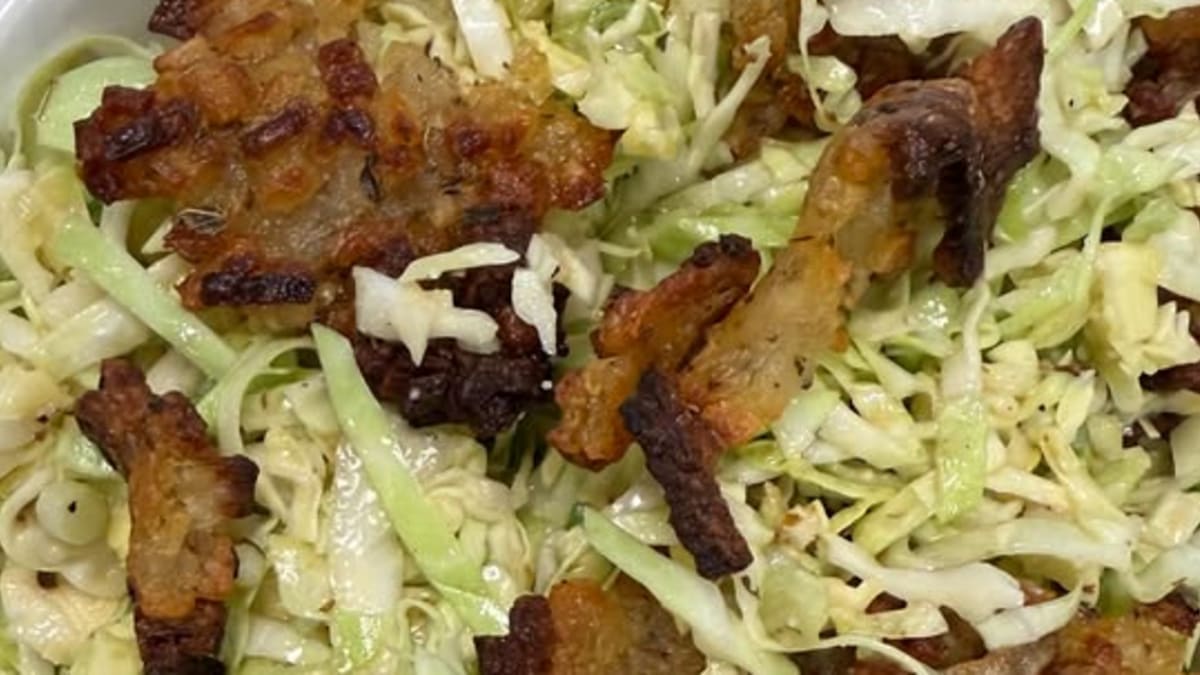 Cabbage and Potato Salad with Croutons