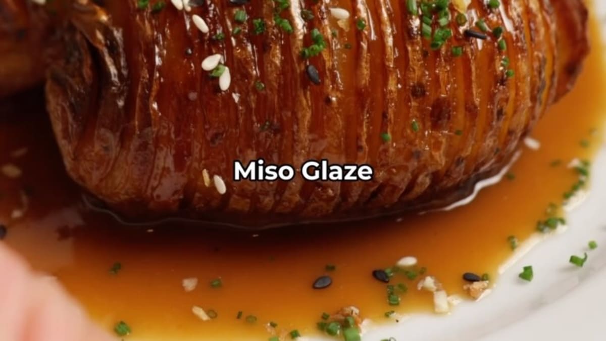 Crispy Hasselback Potatoes with Miso Glaze