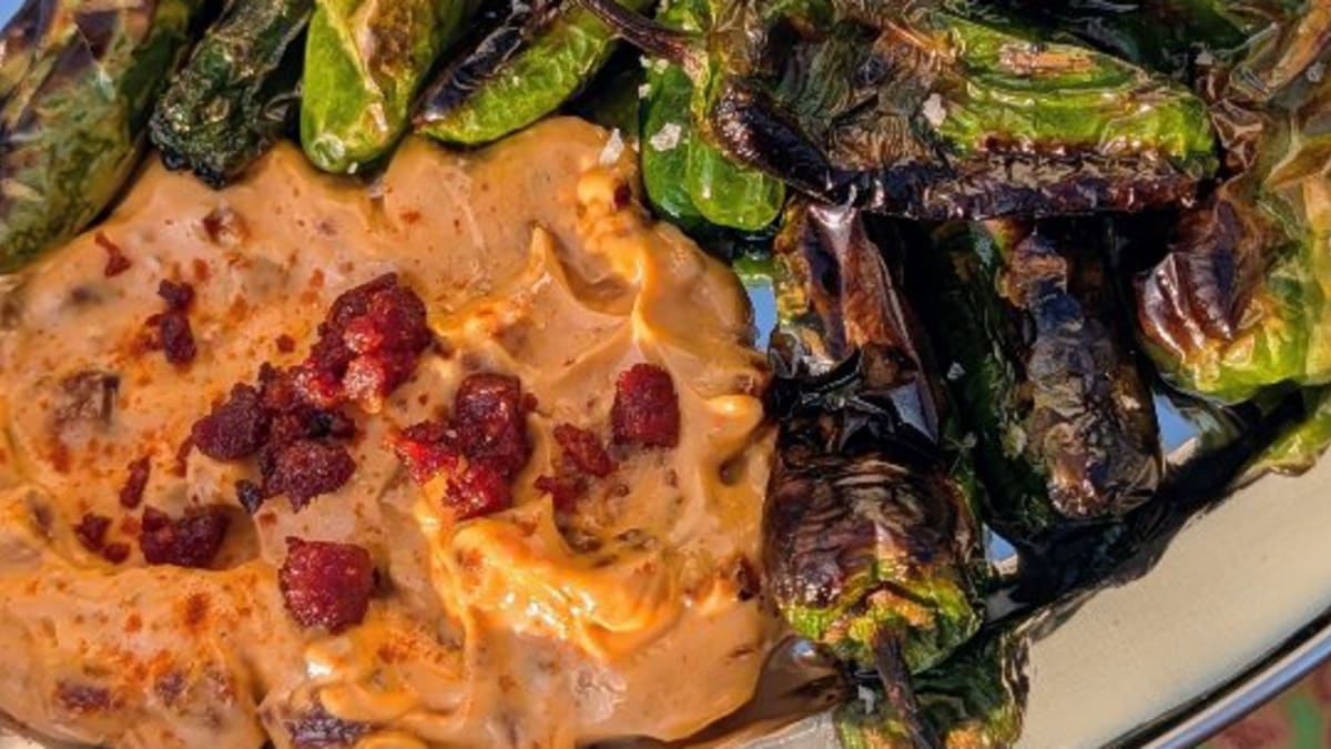 Padron Peppers with Homemade Chorizo Aioli