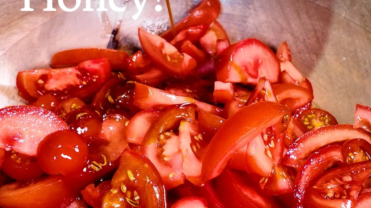 Tomato Salad with Burnt Honey Vinaigrette
