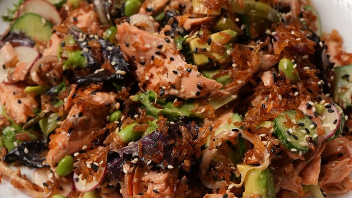 Spicy Salmon Crispy Rice Salad