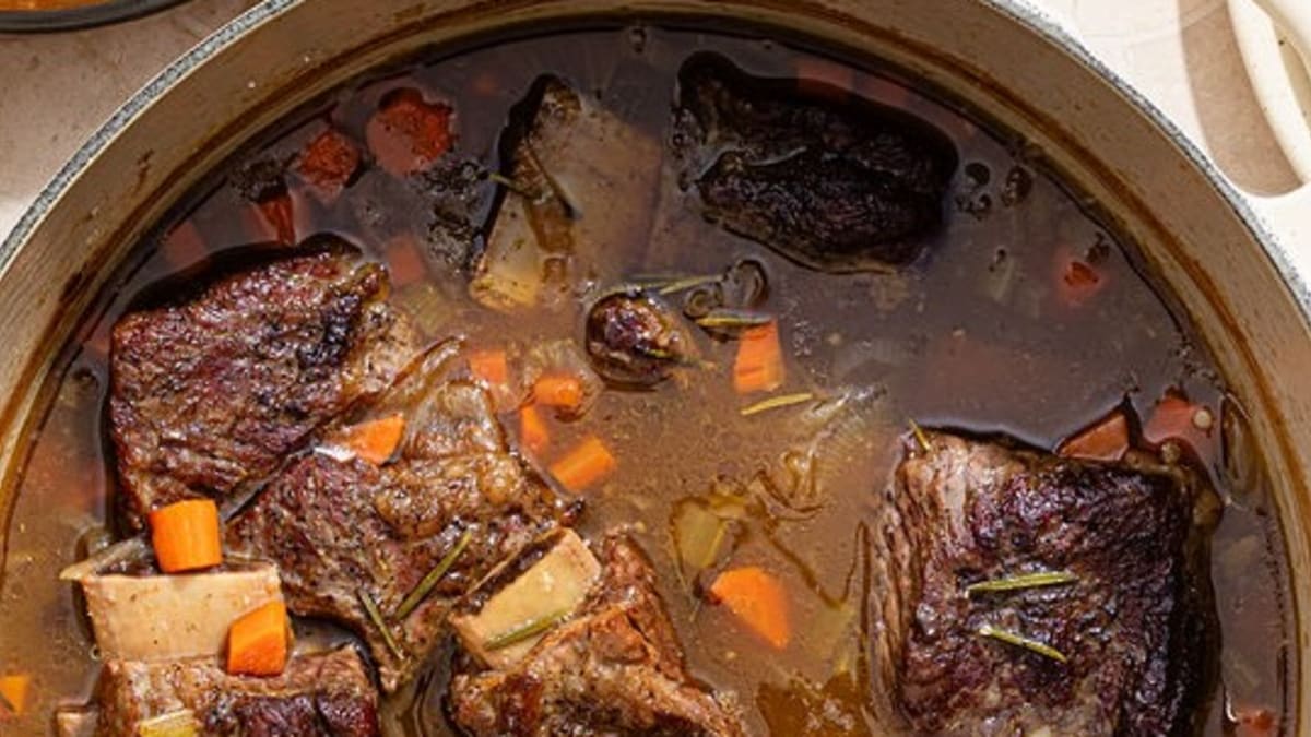 Rosemary Cider Short Ribs with Maple Sweet Potato Puree